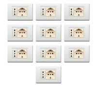 10 Placche, 2 moduli/posti, singolo e doppio, schuko, UNEL, Compatibile Con BTicino Magic, bianco bianca, Plastica di alta qualità, 100% compatibile con supporti e moduli originali