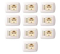 10 Placche, 2 moduli/posti, singolo e doppio, schuko, UNEL, Compatibile Con BTicino Magic, bianco bianca, Plastica di alta qualità, 100% compatibile con supporti e moduli originali