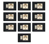 10 Placche, 2 moduli/posti, singolo e doppio, schuko, UNEL, Compatibile Con BTicino Magic, nero, Plastica di alta qualità, 100% compatibile con supporti e moduli originali