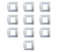 10 Placche in plastica satinata, 2 moduli/posti, Compatibile Con BTicino Living, colore argento satinato, Placca in plastica di alta qualità, 100% compatibile con supporti e moduli originali