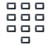 10 Placche in plastica satinata, 3 moduli/posti, Compatibile Con BTicino Living, colore nero satinato, Placca in plastica di alta qualità, 100% compatibile con supporti e moduli originali