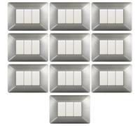 10 Placche, Made in Italy, 3 moduli/posti, Compatibile Con BTicino Matix, colore acciaio, finitura satinata, Placche In plastica di alta qualità, 100% compatibile con i supporti e i moduli originali