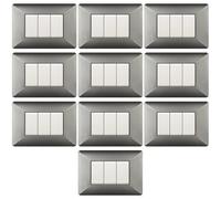 10 Placche, Made in Italy, 3 moduli/posti, Compatibile Con BTicino Matix, colore alluminio notte, grigio, Placche In plastica di alta qualità, 100% compatibile con i supporti e i moduli originali