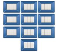 10 Placche, Made in Italy, 3 moduli/posti, Compatibile Con BTicino Matix, colore blu, Placche In plastica di alta qualità, 100% compatibile con i supporti e i moduli originali