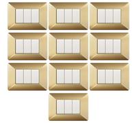 10 Placche, Made in Italy, 3 moduli/posti, Compatibile Con BTicino Matix, colore sabbia oro, Placche In plastica di alta qualità, 100% compatibile con i supporti e i moduli originali