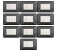 10 Placche, Made in Italy, 3 moduli/posti, Compatibile Con BTicino Matix, grigio notte, finitura vulcanizzata, Placche In plastica di alta qualità, 100% compatibile con supporti e moduli originali