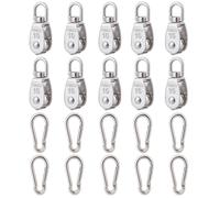 10 poleas de acero inoxidable 304 M15 de un solo bloque, cable de alambre colgante, rueda de remolque con 10 ganchos de resorte a presi n.