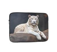 10 Pollice Laptop Sleeve Bag Impermeabile Antiurto Laptop Case Bag Albino Tiger Seduto Sulla Roccia Animale Computer Pelle Borse Leggero Tablet Custodia