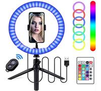 10 pollici led luminoso anello luce con treppiede base usb potere, bellezza, trucco, autoritratto lampada 3 colori 10 può regolare la temperatura del colore 120 perline per telefono cellulare