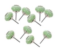 10 pomelli rotondi in ceramica - Maniglie per cassetti verdi da 1,6" -