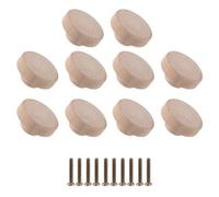 10 pomelli rotondi in legno, effetto non finito, per cassetti, pomelli per armadi, mobili e cassetti, 50 mm x 25 mm