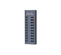 10-Port USB 3.0 Hub with 2.4A Fast Charging PD Port Supply Multi-Device Support for Computers and Laptops US Plug
