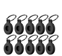10 Portachiavi Neri e Custodia Protettiva Compatibile Con Apple Airtag - Pellicola Protettiva Antigraffio Inclusa - Holder Accessori, Custodie Spesse, Cover, Supporto, Protezione ✮Garanzia A Vita✮