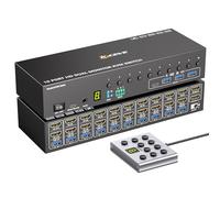 10 Porte HDMI KVM Switch 2 Monitor 10 PC 4K@60Hz Simulazione EDID, 2 Monitor KVM Switch 10 PC con 4 porte USB 3.0, Audio RS232, con Controller 12V Power, Telecomando con Cavo e 10 Cavi USB
