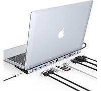 10 porte USB C Dock, USB C Multiport Hub Triple Display Laptop Hub Stand, Adattatore USB C per MacBook & Windows (4K HDMI, VGA, PD 100W, Ethernet, SD/TF Card Slot, audio 3,5 mm, 3 porte USB)