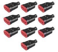 10 Prese bipasso bivalente 10A 16A 220V 230V, per spina piccola e grande, standard italiano, nero, professionale, in gomma antischiacciamento, ideale per cavi di alimentazione e prolunghe