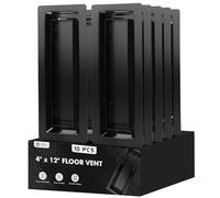 10 prese d'aria da pavimento da 10,2 x 30,5 cm, registro per pavimento in acciaio resistente, calpestabili per ventola del pavimento, non regolabili, per casa, ufficio, nero