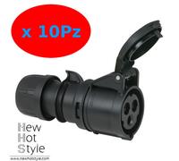 10 PRESE ELETTRICHE CEE 3POLI 2P+T 6H IP44 16A NERE PER LO SPETTACOLO STOCK NEW