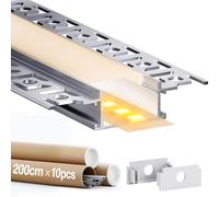 10× Profilo LED Cartongesso 2M (Totale 20M), Profilo Alluminio per Strisce Led, Canalina led con Diffusore, Dimensioni 64.2 x 13.8mm, Compatibile con Strisce led fino a 20mm (SA01, 10*2M(Totale 20M))
