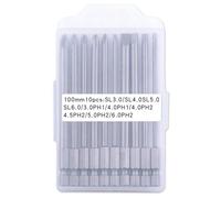 10 punte per cacciavite, 100 mm, SL3.0, SL6.0, PH1, PH2, ideali per uso con intaglio e traversa, accessori per utensili elettrici