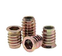 10 pz/20 pz M6 M8 M10 In Lega di Zinco Ferro All'interno In Acciaio Al Carbonio Esagono Incassato Drive Inserto Dadi Filettati Per Mobili In Legno-M6x10mm,10pcs