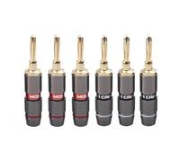 10 pz/5 paia di Rame Puro Placcato Oro Spine A Banana Adattatore Altoparlante Vite Altoparlante Connettori Audio(10 Black)