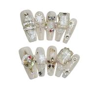 10 pz Autunno Inverno Unghie Finte Fiocco di Neve Coperture Piene Stick On Unghie di Natale Press On