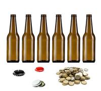 10 Pz Bottiglia Birra VETRO vuota 330 ml con tappi corona 26 mm LONGNECK in vetro di colore abra Completa di Tappo Corona 26 mm - KIT per fare la birra ARTIGIANALE