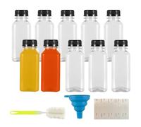10 Pz Bottiglie vuote da 250ml per Riempimento, Bottiglie di Plastica Riutilizzabili, Bottiglie Smoothie Trasparenti per succo frigo latte acqua shots