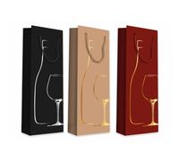 10 PZ Busta shopper 200 gr DELUXE ORO CALDO per bottiglia VINO 12x9x39cm 1A3D