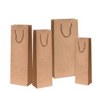 10 PZ Busta shopper KRAFT AVANA per BOTTIGLIA di VINO 9x9x39 cm 1A3D