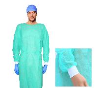 10 pz. - Camice monouso TNT 25 gr Colore Verde Polsini in Cotone protettivo paziente visitatore chirurgico