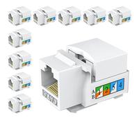 10 Pz Cat6 Keystone Jack, Ethernet Wall Jack, Cat6 Network Coupler - Cat5 / 5E /