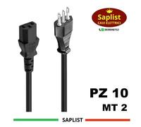 10 PZ - CAVI ALIMENTAZIONE PROLUNGA PC MT 2 SPINA ITALIA 10A E PRESA IEC CEE