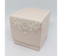 10 PZ CHANTAL ROSA Scatola Portaconfetti Fleur 7x7x7 cm BOMBONIERA 0TKW