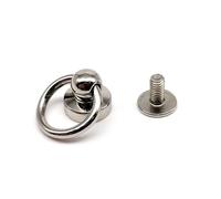 10 pz. Chiodo a sfera in ottone massiccio con chiusura a vite Chicago, perno con rivetto posteriore a vite, con O-ring for custodia for telefono con cintura in pelle(Silver)
