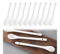 10 Pz Cucchiaio in Ceramica, Cucchiaino per Uova in Porcellana Bianche, da Tè, per Servire, da Caffè e da Dessert