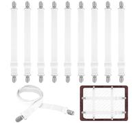 10 Pz Ferma Lenzuola, Bretelle Clip per Lenzuola, 65-240 cm Regolabili Elastici Lenzuolo Clip per Fissaggio Lenzuolo, Letto e Divano, Coprimaterasso, Coperte, Tendi Lenzuola Matrimoniali