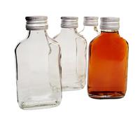 10 pz. Flatmann bottiglia 100 ml con coperchio a vite argento