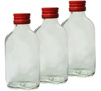 10 pz. Flatmann bottiglia 100 ml con coperchio a vite rosso