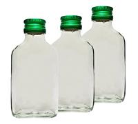 10 pz. Flatmann bottiglia 100 ml con coperchio a vite verde