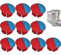 10 pz Indicatore rubinetto acqua calda e fredda: pulsanti rossi e blu segno temperatura adatti per fori da 7 mm, accessori per maniglia del rubinetto, parti di ricambio per miscelatore cucina bagno