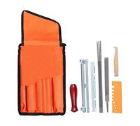 10 PZ Kit di File Per Affilare Motosega Strumento Manuale Elettrica Include Rotondo Piatto Manico Legno Filettatura Calibro Profondità Controllo Rapido Pulitore Canali Sacchetto