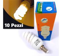 10 pz. LAMPADINE Basso consumo E14 Spirale 15W 2700K LUCE Caldo NATURALE 50/60Hz [EEK: F]