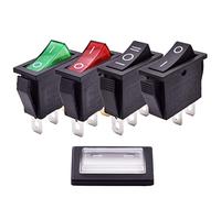 10 pz/lotto 15A/250VAC KCD3 Interruttore A Bilanciere ON Off/ON-ON/ON-Off-ON SPST Rosso Verde blu Giallo Luce Nero Rorcker a levetta(GREEN-220V)