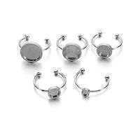 10 pz/lotto 4-10mm Impostazioni Anello Regolabile Base In Acciaio Inox Cabochon In Vetro Cameo Impostazioni Per Gioielli FAI DA TE Che Fanno Forniture Fashion Design