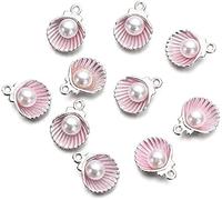 10 PZ Materiale Regalo Orecchino Forniture 12x15mm Braccialetti di Perle Conchiglie Pendenti In Lega di Smalto Pendenti E Ciondoli Risultati Dei Monili (rosa) Bellissimo design