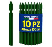 10 pz PALI PALETTI A T IN FERRO PLASTIFICATI VERDI x RECINZIONE. Misura a scelta