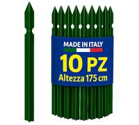 10 pz PALI PALETTI A T IN FERRO PLASTIFICATI VERDI x RECINZIONE. Misura a scelta