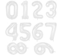 10 pz palloncini numerati numero 0-9 Foil Palloncini, 40 cm, autogonfianti, riempiti d'aria, elio, numeri Mylar per decorazioni per feste di compleanno (bianco)
